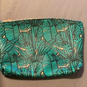 Ipsy Teal and Black Leaf Design Pouch